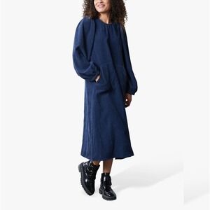 New Lolly's Laundry Dark Blue Lucas Long Sleeve‎ Midi Dress Size XL